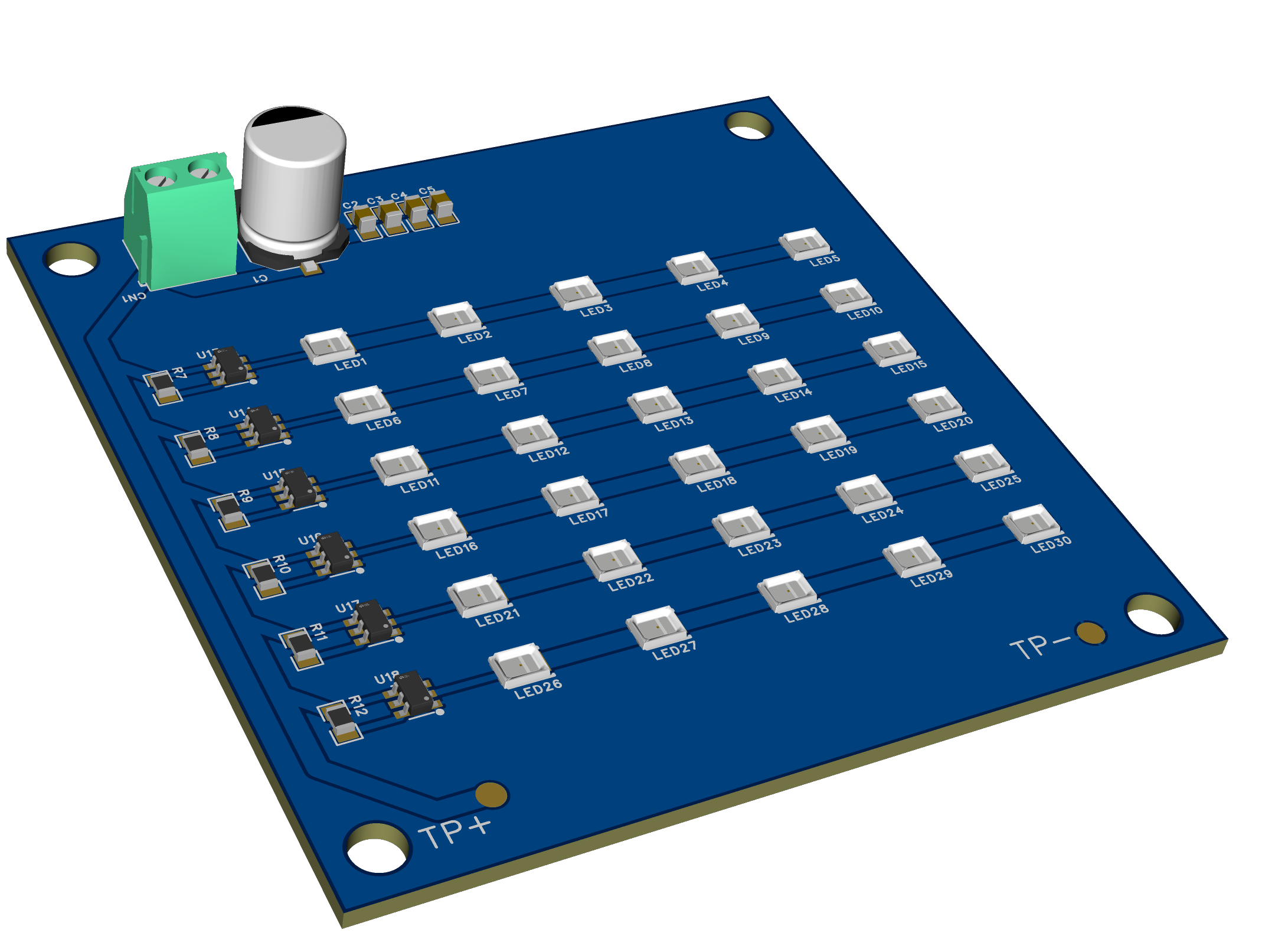 LED array PCB · 3D render